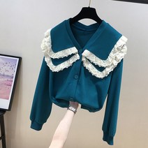 JUST FEEL!NG 빅칼라맨투맨 여성 봄 가을 슬랙스 긴팔 상의 라운드넥 티셔츠 맨투맨