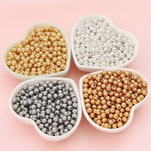 금속 구슬 메탈 볼 비즈 공예 재료 5종, 2.4mm (10g/약280개), 골드