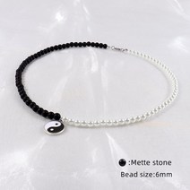 흑진주목걸이 그레이 레이어드 미니 연예인 유행 태극권 가십 펜던트 힙합 음과 양 블랙