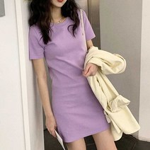 홈웨어룩 원피스 여자 슬림핏 스타일 미니 라운드넥 데이트복장코디 나들이외출패션 7577na