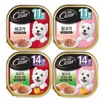 와와펫 시저 11세 노령견 주식캔 쇠고기 닭고기 6개씩 12개, 소