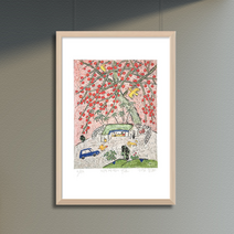 [그림닷컴] 제주생활의 중도 (150 Editions) mint house 이왈종 판화 그림액자, (원목)우드화이트