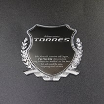 [간지] 토레스 트렁크 프론트 레터링 엠블럼 뱃지 익스테리어 DIY 포인트 튜닝 장식, 블랙(1p)