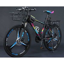 로드 자전거 생활자전거 가성비 입문용 10만원대 자전거 20만원대, 블랙 및 레드 스포크 휠 탑 21단 26인치