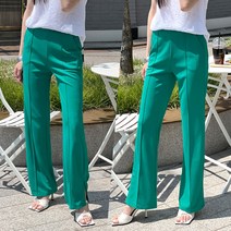 하늘바라기 여성용 루즈 핀턱 옆트임 부츠컷 팬츠