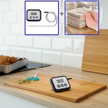 이케아온라인몰 판타스트 조리용 블랙 온도계 타이머, 블랙 온도계+행주P