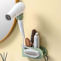 핸즈프리 드라이기 다용도 욕실 수납 꽂이 겸용 거치대, 1개단품, 연두