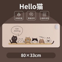 온열 장 패드 전기 발열 마우스 손난로 데스크 매트 오버히트 패드 사무실 컴퓨터 난방 책, 17 빅사이즈【시한부 모델 80*33cm】Hello고양