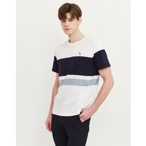 [21SS 헤지스 남성]화이트 컬러배색 면 반팔티셔츠-WHTS1B124WT