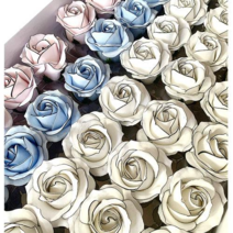 샤넬장미 비누꽃 50송이+비누꽃대50개, 레인보우무지개25