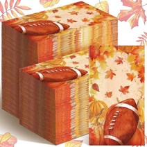 200피스 할로윈 게스트 냅킨 일회용 핸드 타월 욕실용 할로윈 호박 유령 박쥐 마녀 모자 종이 핸드 타월 할로윈 음료 종이 냅킨 디너 욕실 주방 생일 파티용, Fall Football