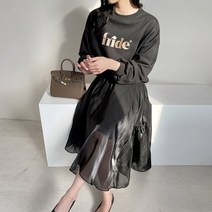 마이시즌 여성용 새틴 언발 셔링 스커트