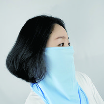 믹스어블 넉넉한 전체 메쉬 자외선차단 얼굴 안면 가리개 페이스커버 워머, 스카이블루