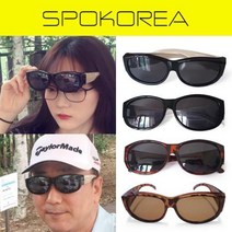 스포코리아 안경위에쓰는 선글라스 편광렌즈 미러렌즈 남녀공용 낚시 스포츠 등산 골프 바이크 운전용 자외선 차단 SPH0385, ③ 검정테 + 화이트다리 + 스모그렌즈