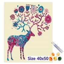 신혼집 복들어오는그림 초급 피포페인팅 꽃사슴 유화그리기 치매예방 세트