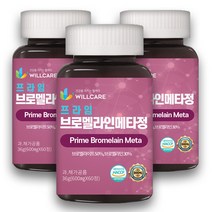 윌케어 프라임 브로멜라인 메타정 퀘르세틴 분해 효소 HACCP 식약처인증 600mg, 3개, 60정