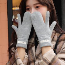 [사은품증정] 캐시미어 손가락 벙어리장갑 여성 겨울 터치 울 니트 스마트폰 장갑 털장갑