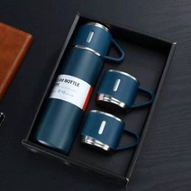 500Ml 총알 더블 레이어 스테인레스 스틸 진공 보온병 커피 텀블러 여행 찻잔 출장 물병 차 주입기 병, 07 Blue set