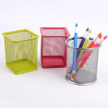 원형/사각 튼튼한 철망 스텐 연필꽂이 5p 데스크 리모컨꽂이 납케이스, 1개, 사각