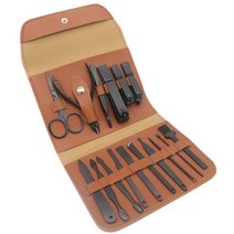 고급스러운 가죽 케이스 손톱깎이16종 세트손톱깎이 큐티클 각질관리 미용가위 귀이개, 4.네이비