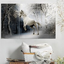 말 그림 돈나무 액자 Unframed 흰 말 그림 캔버스 아트 Quadros 장식 풍경 홈 벽 예술 동물 오일 거실 3pc, 02 30x60cmx3pcs