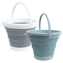 라라하우스 다용도 접이식 폴딩 버킷 10L, 그레이+스카이블루, 2개
