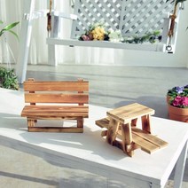 원예용품 미니어쳐 우드 벤치 화분 받침대, A타입-파라솔벤치