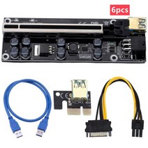 라이저카드 6 pcs PCIE 라이저 009S 익스프레스 1X 4x 8x 16x 익스텐더 PCI E USB 009s 판매 플러스 듀얼 6Pin 어댑터 카드 SATA 15pin GP, CHINA_6pcs Black ver010