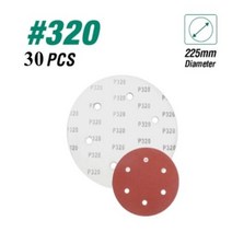 전동 드릴 샌딩 페이퍼 사포 30pcs 샌드페이퍼 225mm 6 홀 샌딩 종이 100-320grit 전기 벽 샌더 연마 벽체, 06 320 Grit 30pcs, 규격 없음