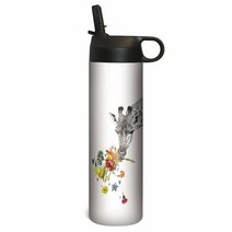 TreeFree Greetings Sportiva 스테인리스 스틸 텀블러 이중 벽 진공 단열 컵 빨대 4819g17온스 기린 확인, Checking In Giraffe