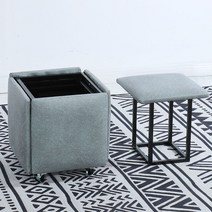 북유럽 멀티 큐브 스툴 아이디어 5 in 1 스툴 -5 in 1 의자-, 그린-(테크노 패브릭)