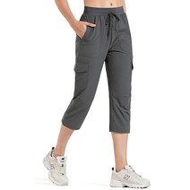 Libin 여성용 하이킹 카고 조거 팬츠 경량 퀵 드라이 카프리 골프 팬츠 여행 아웃도어 캐주얼 02-카프리 팬츠-카키