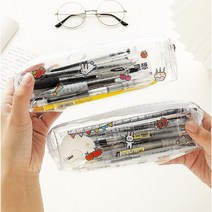 투명 원형 필통 다꾸 DIY 무지필통 필꾸+스티커1장 펜슬케이스