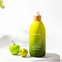하늘호수 사뽐 사과 헤어 앤 바디 네츄럴 워시, 500ml, 1개