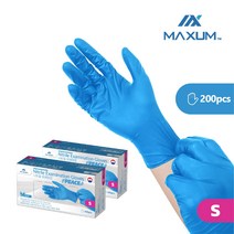 MAXUM [맥섬]식품용니트릴장갑4.5고중량(200매)맥섬피스 직접제조(미국 수출경험 제품 정부납품경험 한국기업직접 공장운영) 국산원재료 튼튼한니트릴장갑, 블루S200매