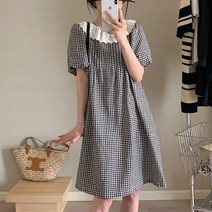 귀여운 러블리 무드 자수 넥라인 여름 캐쥬얼 원피스