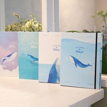 고래 일러스트 하드커버 미니 바인더 노트 수첩