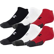 Under Armour 성인용 퍼포먼스 테크 노쇼 양말 스틸 모음 미디엄 6쌍, Red Assorted (6-pairs)_6