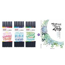 한줄 트윈 컬러 캘라그라피 시 수성펜 브러쉬 만나는 1세트+캘리그라피로 7204ea, FLOWER세트, 본상품선택