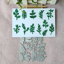 모양 틀 다이컷 절단 12 조각 세트의 가지와 잎 diy 스크랩북 종이 카드 용 금속 스텐실 엠보싱 공예 만들기, 없음