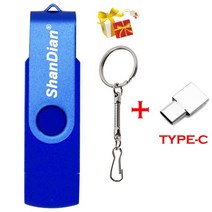USB메모리 Shandian 다기능 usb 2.0 플래시 드라이브 3in1 마이크로 otg 고속 펜 드라이브 type-c 어댑터가있는 64gb 메모리 스틱 선물 u 디스크, 8GB, 네이비 블루, 협력사