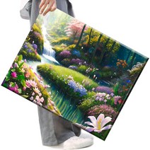 FASEN 사은품+액자 캔버스형보석십자수 DIY세트 라운드 비즈 40 X 50cm, FSE186.숲속의 개울