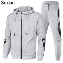 Surkat 춘추 남성 트레이닝복 세트 상하 세트 운동하다 남자후드티 + 선물