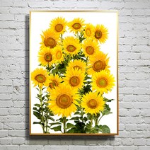 화색갤러리 돈들어오는 풍수그림 07해바라기 그림 액자 프리미엄 캔버스천으로 인화, 올리브골드
