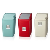 코멕스 클린푸쉬 휴지통 10L 베이지, 레드