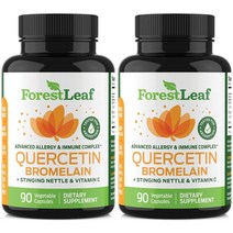 포레스트리프 케르세틴 500mg 브로멜라인 90베지캡슐 2팩 ForestLeaf Quercetin with Bromelain