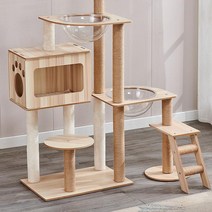 고양이 원목캣타워 먼치킨 캣타워 이케아 투명해먹 뚱냥이 무소음 캣폴 선반 임보 DIY 호텔, 단일사이즈, m013