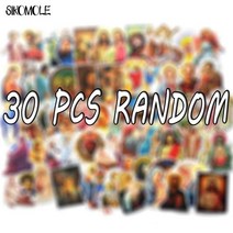 기독교 전도용품 10/30/68pcs 만화 예수 기독교기도 스티커 DIY 장난감 수화물 모터 수화물 노트북 축복 낙, 02 30pcs-YS252