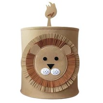 WEI LONG 귀여운 접이식 펠트 세탁물 아기방 바구니 세탁 바구니 어린이 남아 및 여아용 보관 바구니 사무실 침실 의류 장난감(코끼리), 01B Lion