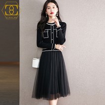 [코디코치] 여성 쉬이폰 니트 원피스